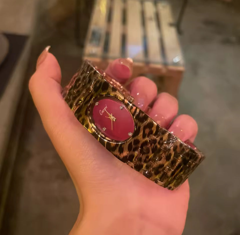 Leopard Print Bangle Watch