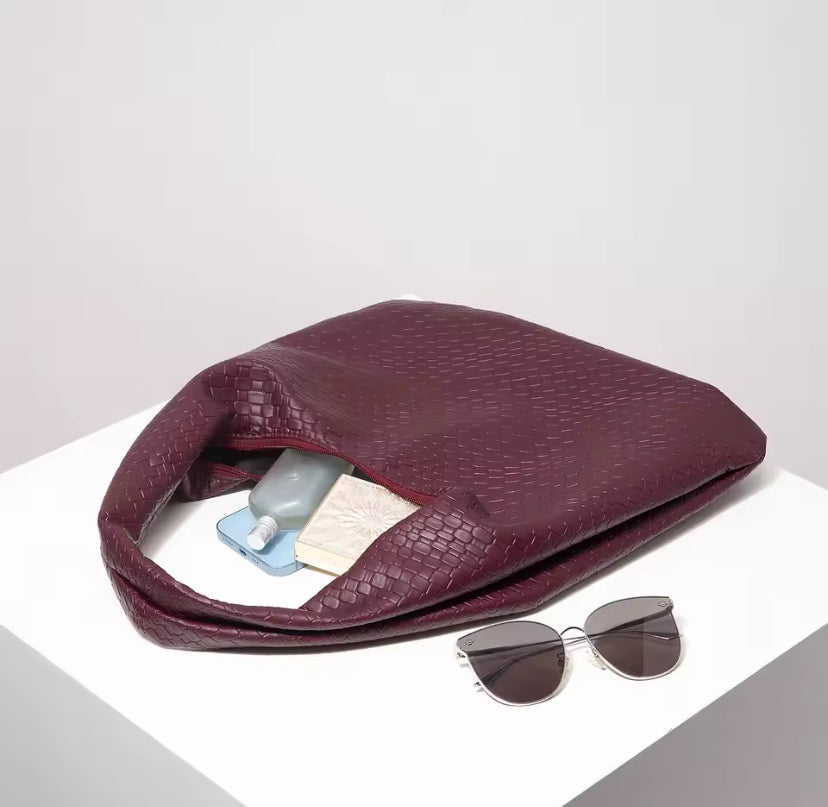 Faux Leather Patterned Tote Shoulder Bag