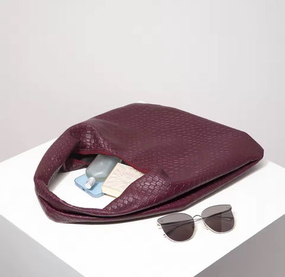 Faux Leather Patterned Tote Shoulder Bag