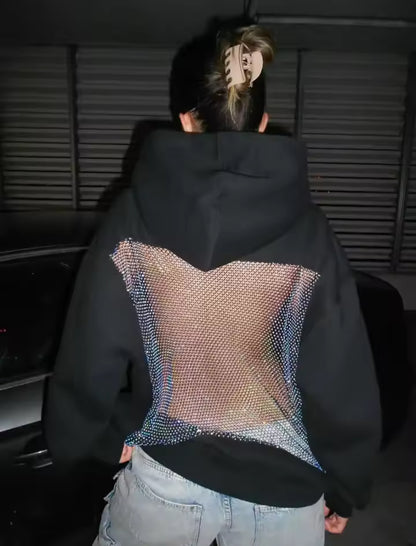 Sparkle Mesh Back Hoodie
