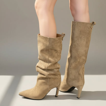 Suede Scrunch Boot Heels