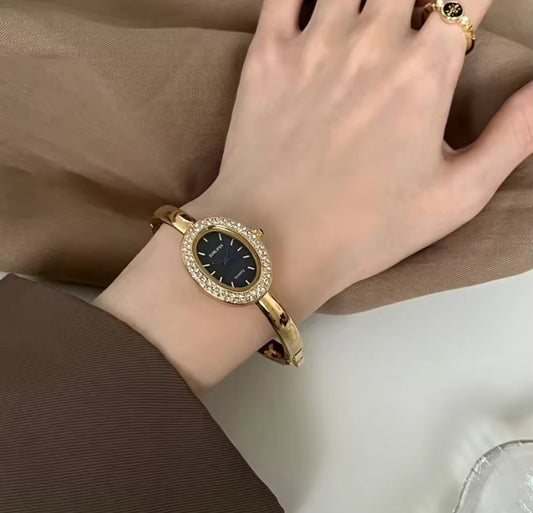 Sleek Oval Bangle Watch