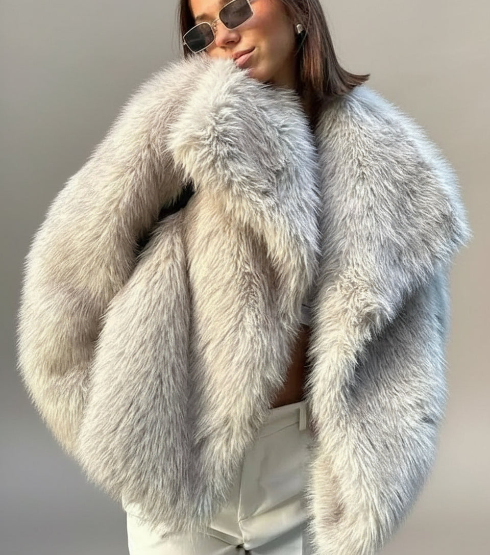 Faux Fur Collared Coat