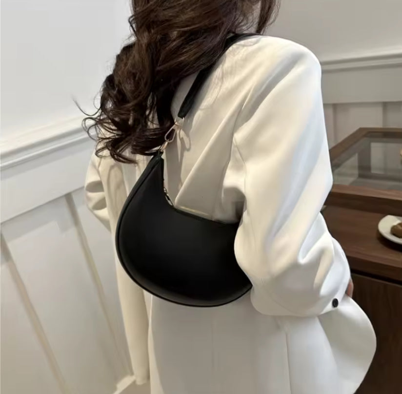 Rounded Matt Faux Leather Shoulder Bag