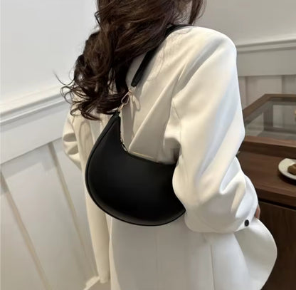 Rounded Matt Faux Leather Shoulder Bag