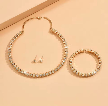 Sparkly Gemstone Bracelet, Necklace & Earrings Set