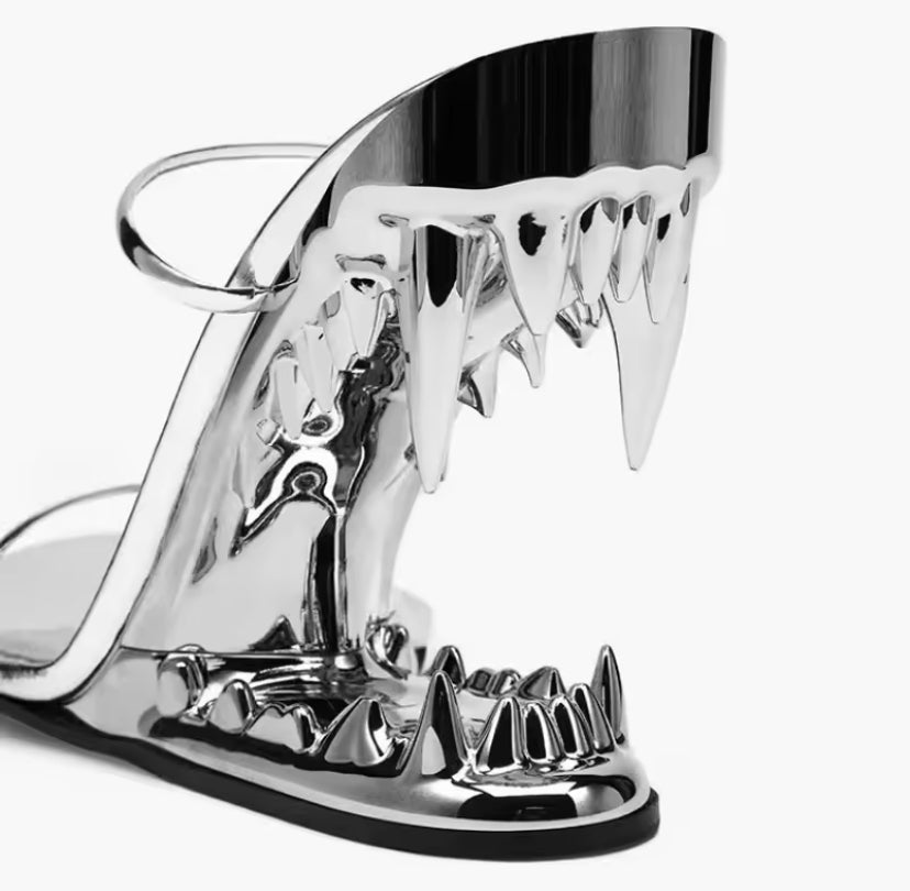 Vampire Teeth Metallic Heels
