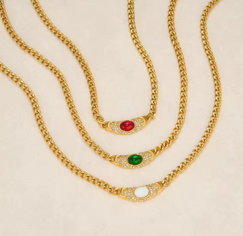 Vintage Oval Jewel Necklace