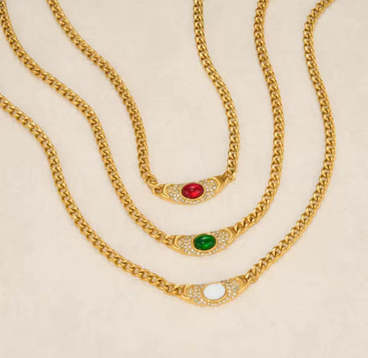 Vintage Oval Jewel Necklace