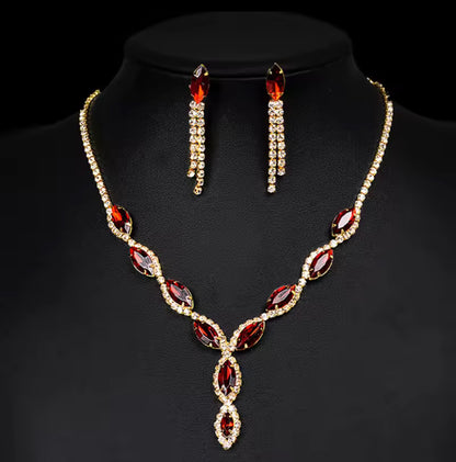 Colourful Crystal Necklace, Earrings & Bracelet Set