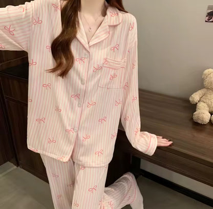 Collared Coquette Bow Pyjama Set