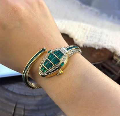 Rhinestone Snake Bangle Watch