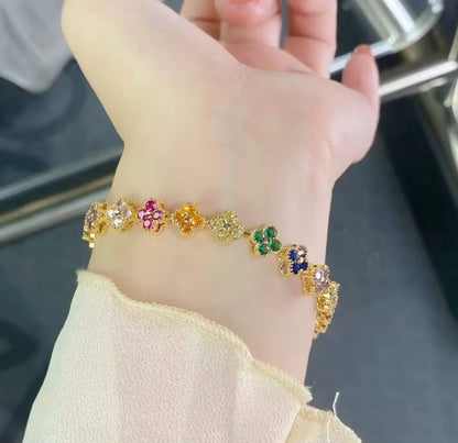 Multicoloured Diamanté Flower Bracelet