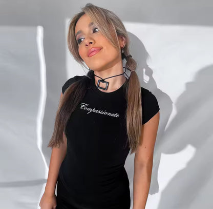 Compassionate Print Fitted Top