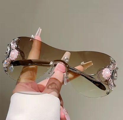 Y2k Diamante Floral Sunglasses