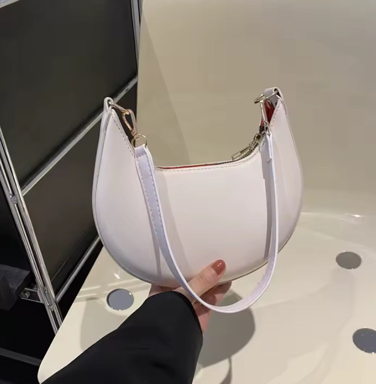 Rounded Matt Faux Leather Shoulder Bag