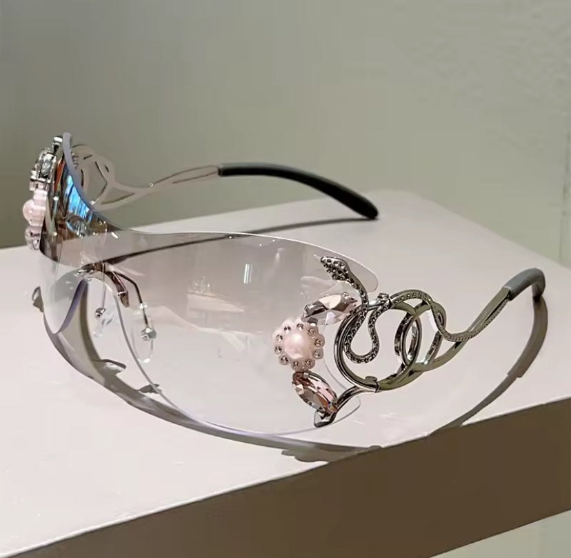 Y2k Diamante Floral Sunglasses