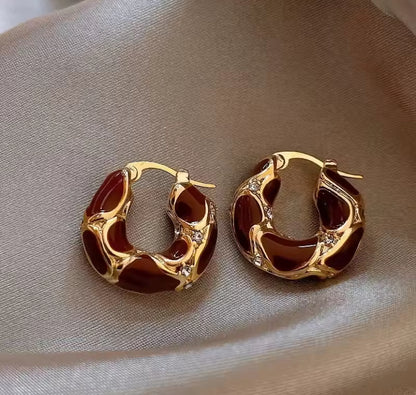 Diamanté Coloured Hoop Earrings