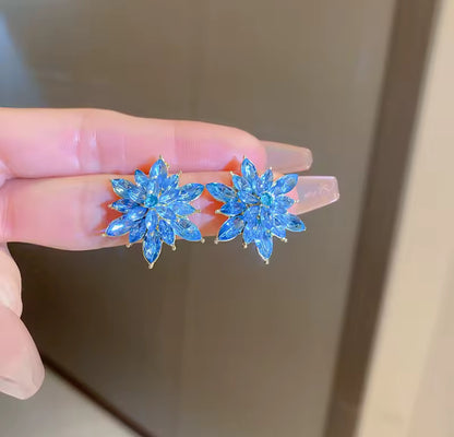 Coloured Crystal Floral Earrings