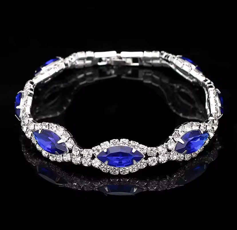 Colourful Crystal Necklace, Earrings & Bracelet Set