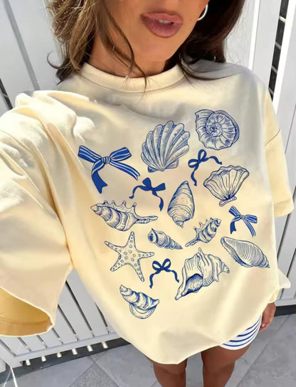 Yellow Seaside Print Top