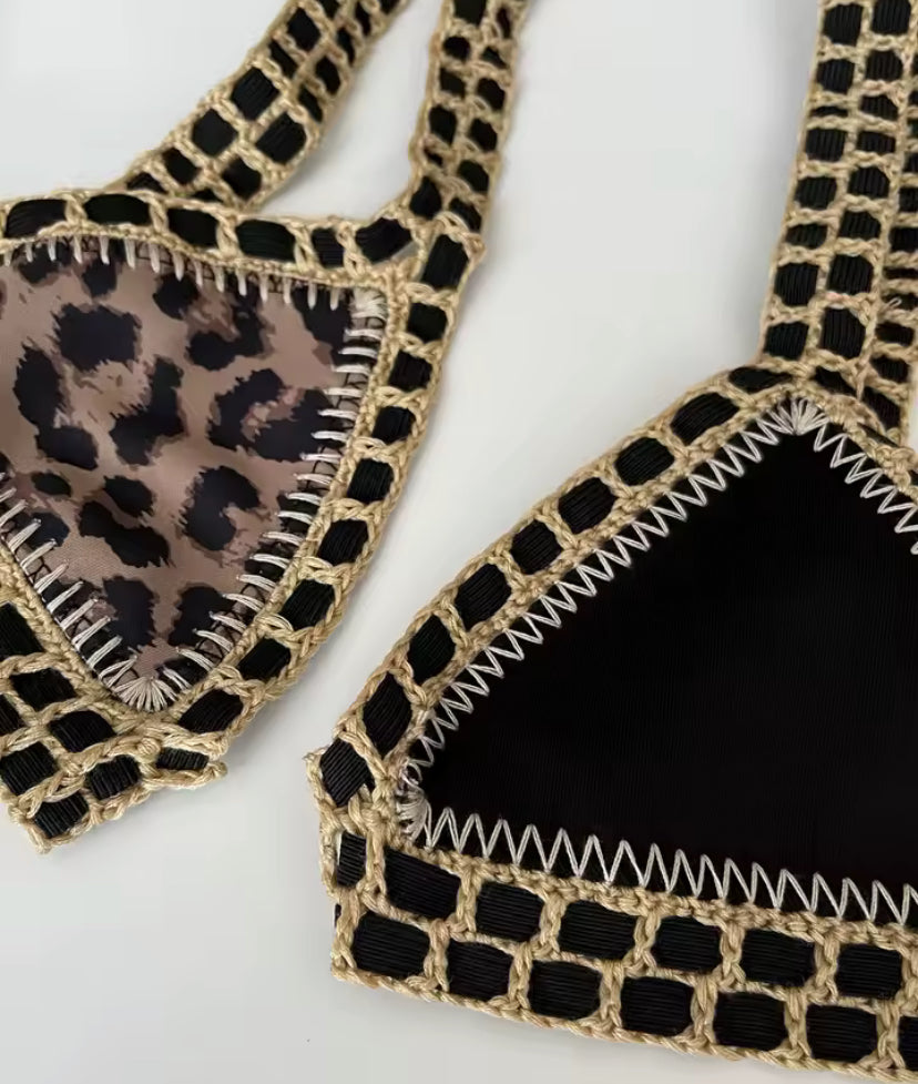 Reversible Crochet Seam Triangle Bikini