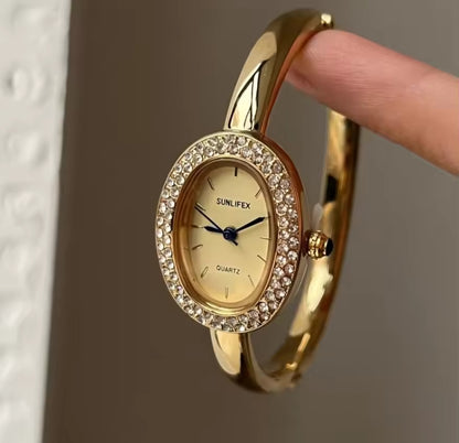 Sleek Oval Bangle Watch