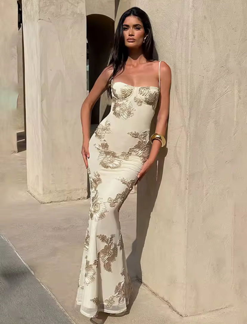 Floral Embroidered Maxi Dress