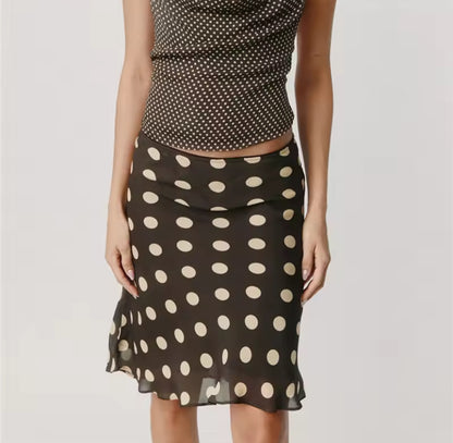 Mesh Polka Dot Midi Skirt