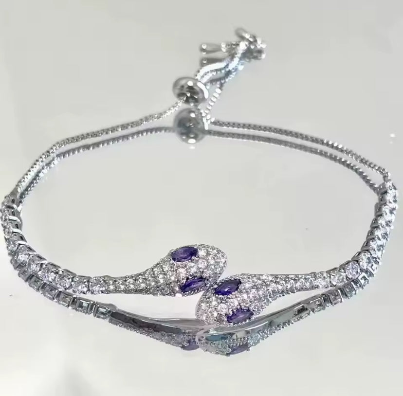 Rhinestone Snake Tennis Bracelet