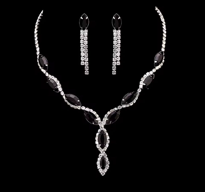 Colourful Crystal Necklace, Earrings & Bracelet Set