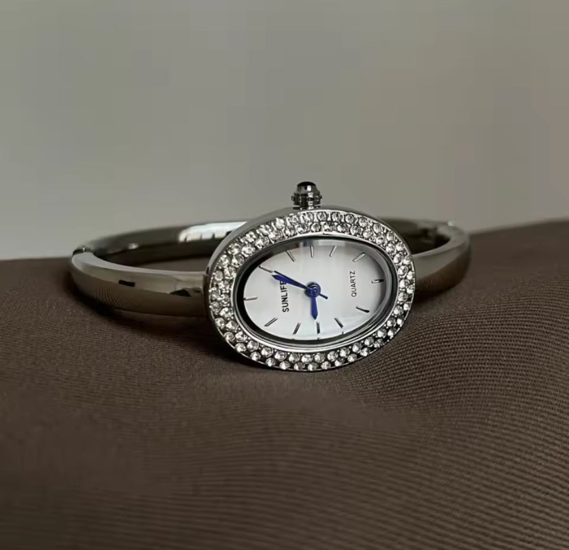 Sleek Oval Bangle Watch