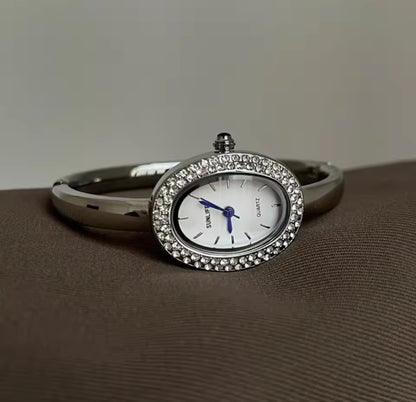 Sleek Oval Bangle Watch
