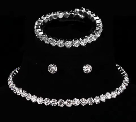 Sparkly Gemstone Bracelet, Necklace & Earrings Set