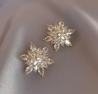Coloured Crystal Floral Earrings