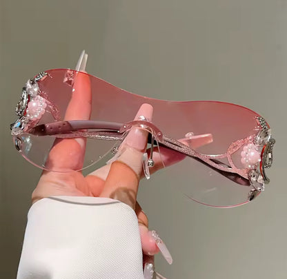 Y2k Diamante Floral Sunglasses