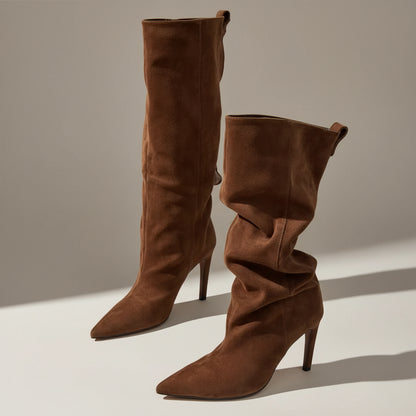 Suede Scrunch Boot Heels