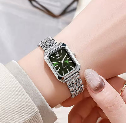 Gold & Silver Square Face Quartz Watch
