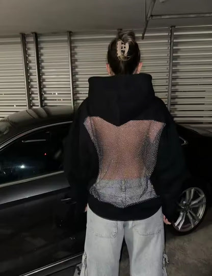Sparkle Mesh Back Hoodie