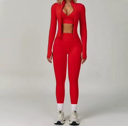3pcs Jacket Gym Set