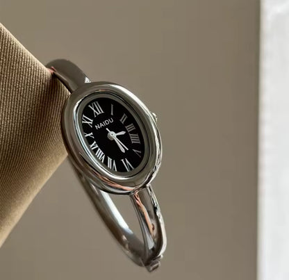 Sleek Oval Bangle Watch