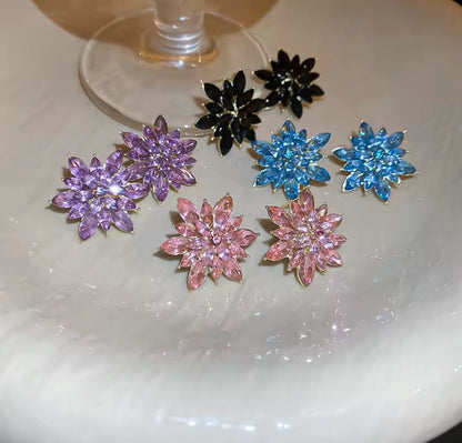 Coloured Crystal Floral Earrings