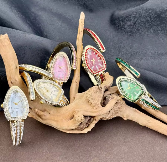 Rhinestone Snake Style Bangle Watch