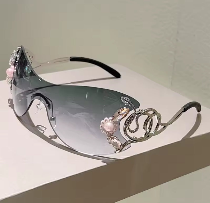 Y2k Diamante Floral Sunglasses