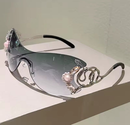 Y2k Diamante Floral Sunglasses
