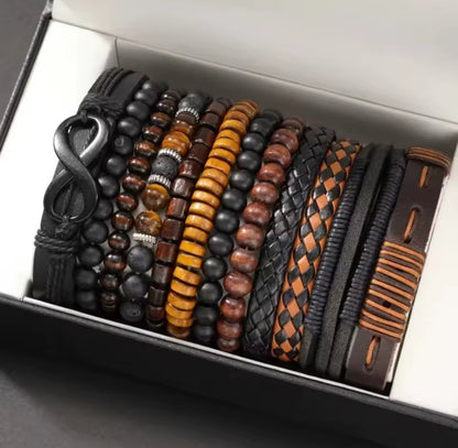 12pcs Vintage Woven Beaded Bracelet Set