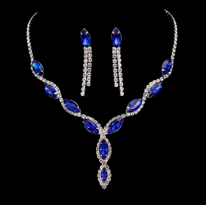 Colourful Crystal Necklace, Earrings & Bracelet Set