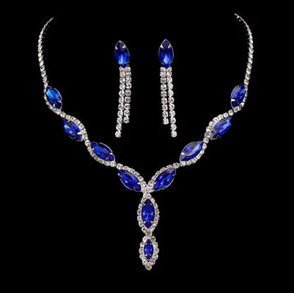 Colourful Crystal Necklace, Earrings & Bracelet Set