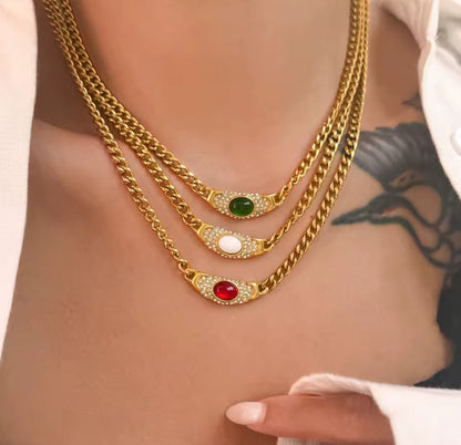 Vintage Oval Jewel Necklace