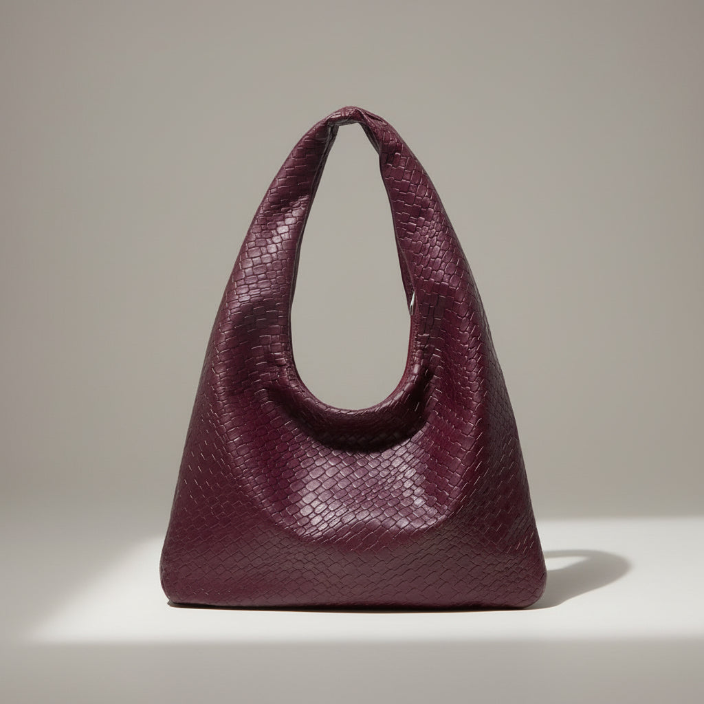 Faux Leather Patterned Tote Shoulder Bag